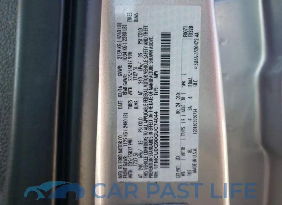 1FMCU0G90GUC74044# 10