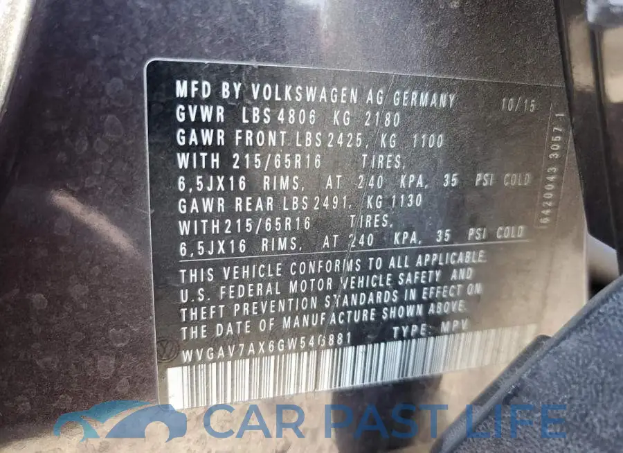 WVGAV7AX6GW546881# 10
