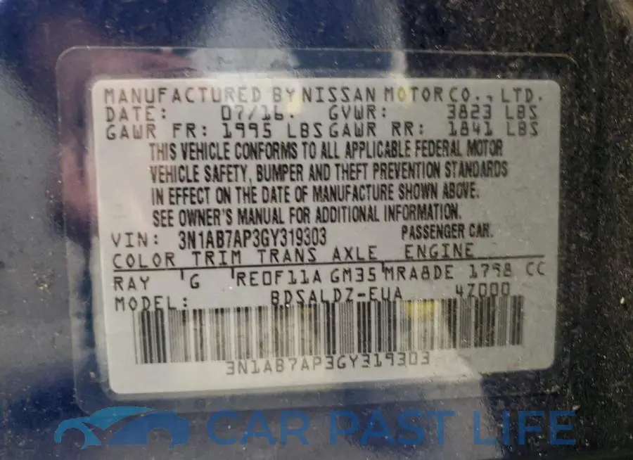 3N1AB7AP3GY319303# 10