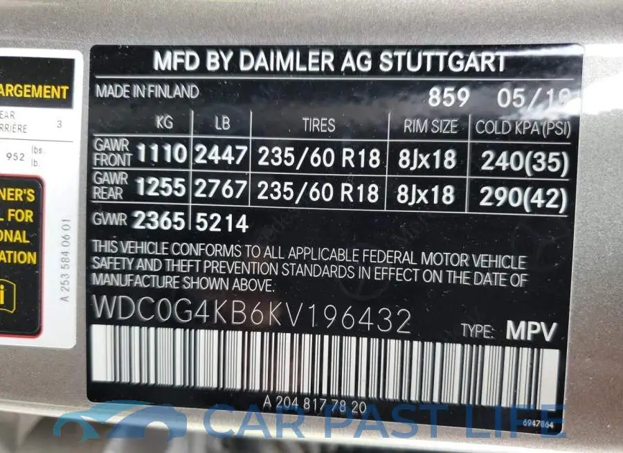 WDC0G4KB6KV196432# 10