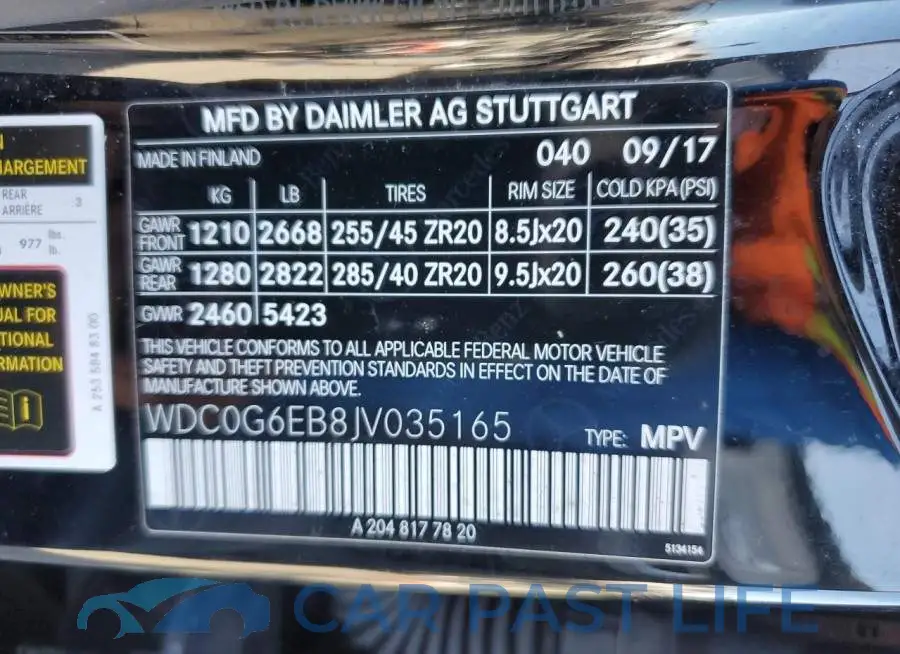 WDC0G6EB8JV035165# 10