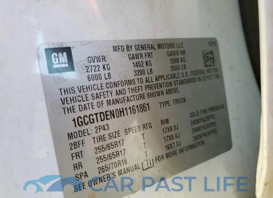 1GCGTDEN0H1161861# 10