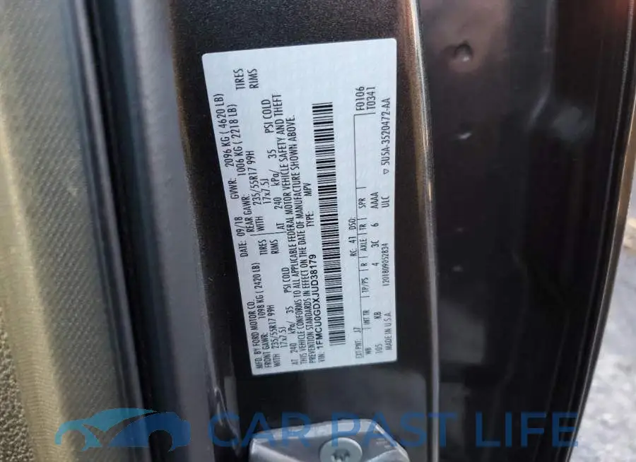 1FMCU0GDXJUD38179# 13