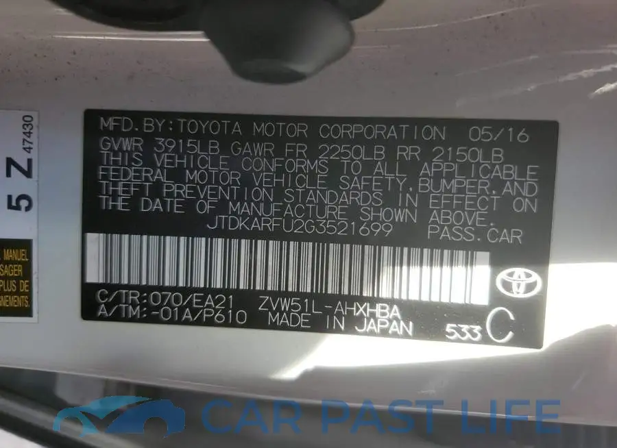 JTDKARFU2G3521699# 13