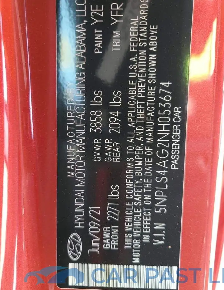 5NPLS4AG2NH053674# 10