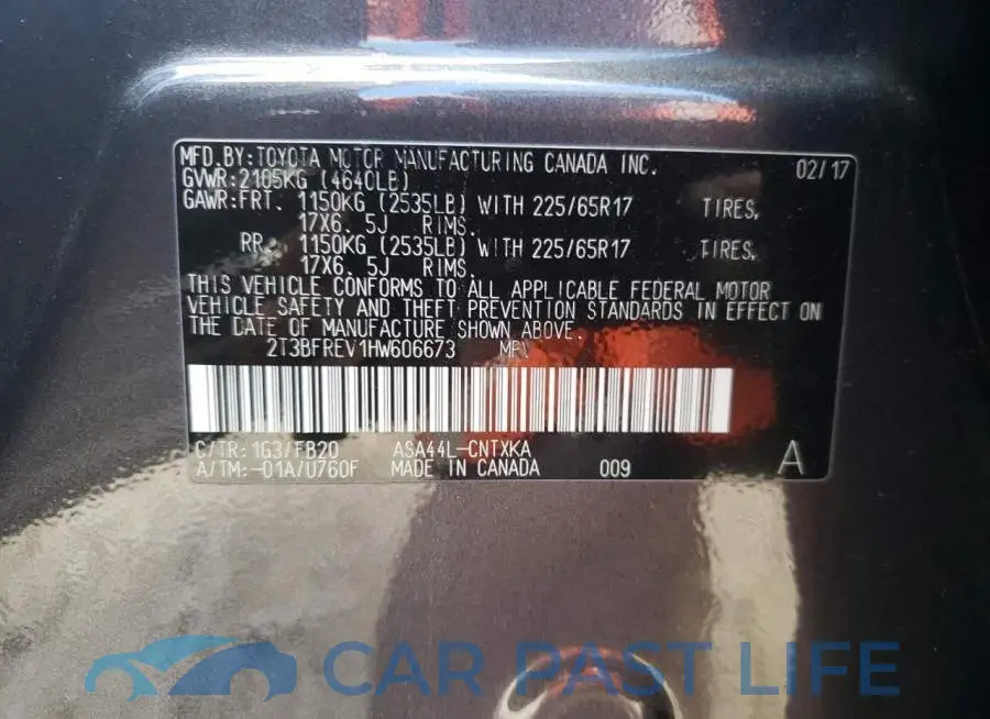2T3BFREV1HW606673# 10