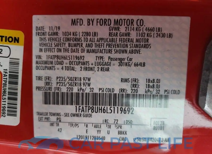 1FATP8UH6L5119692# 10