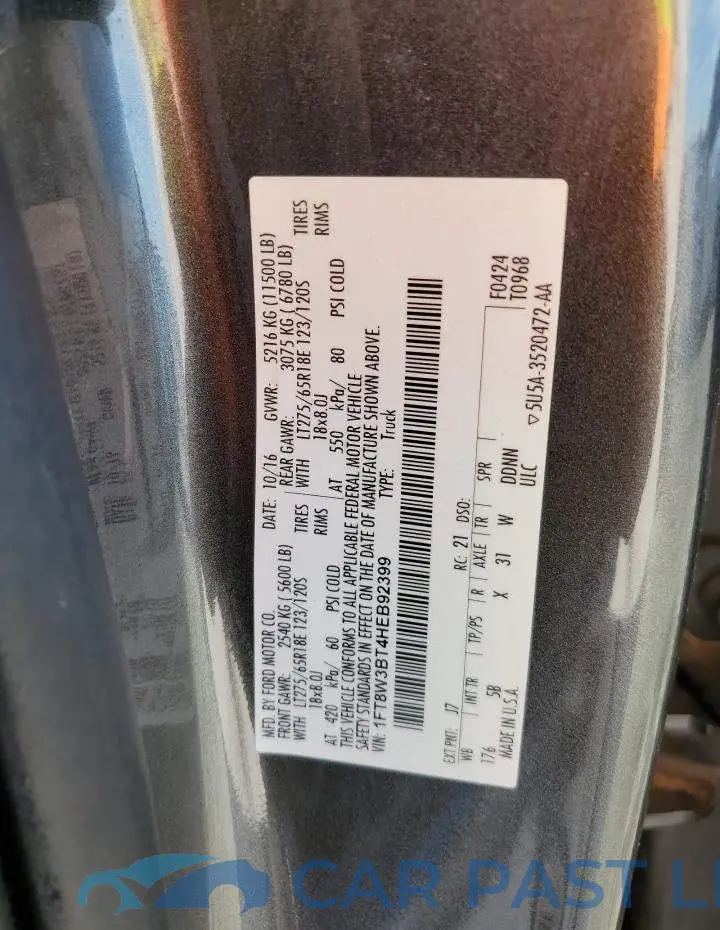 1FT8W3BT4HEB92399# 12