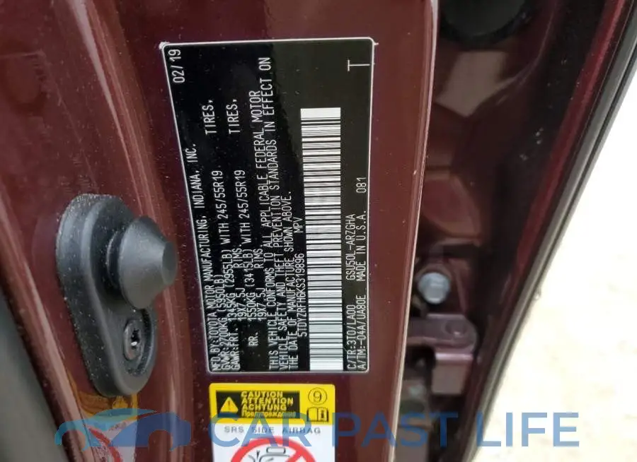 5TDYZRFH6KS319896# 10