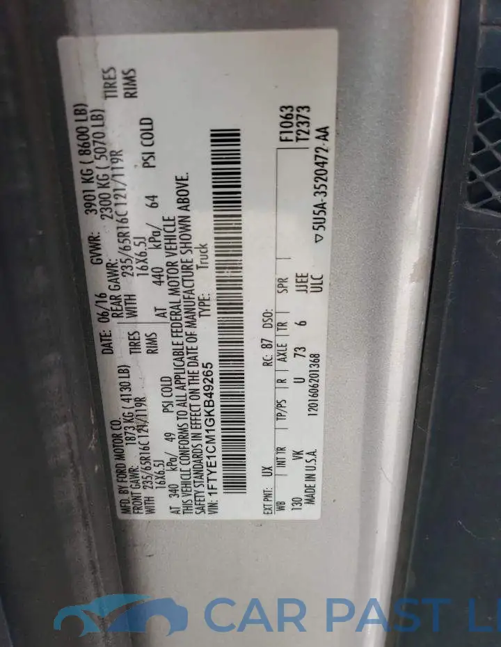 1FTYE1CM1GKB49265# 10
