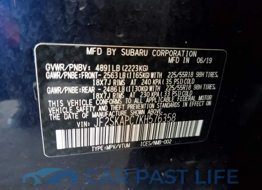JF2SKAPC7KH576358# 10