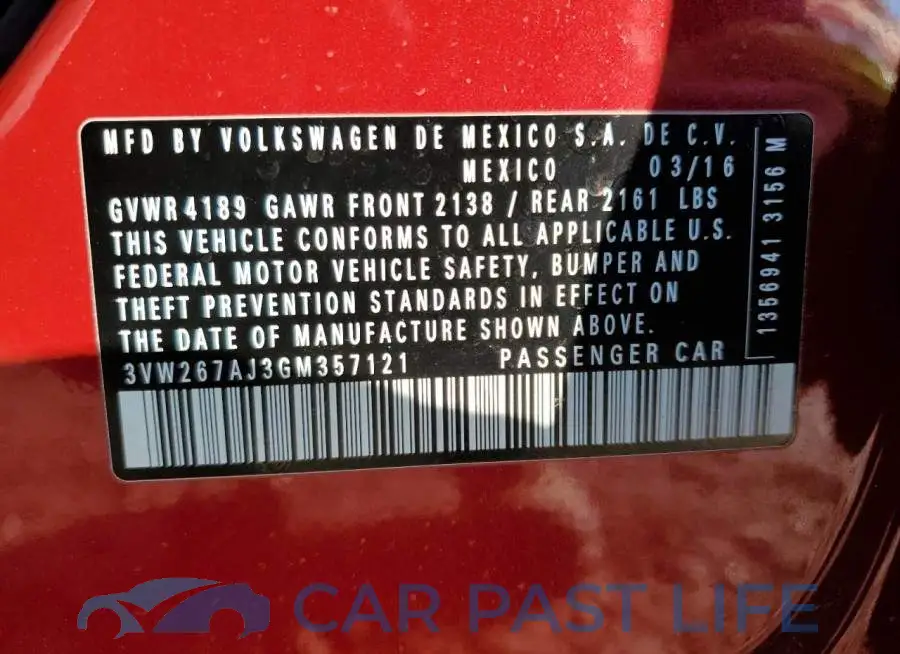 3VW267AJ3GM357121# 13