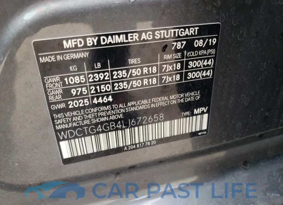 WDCTG4GB4LJ672658# 10