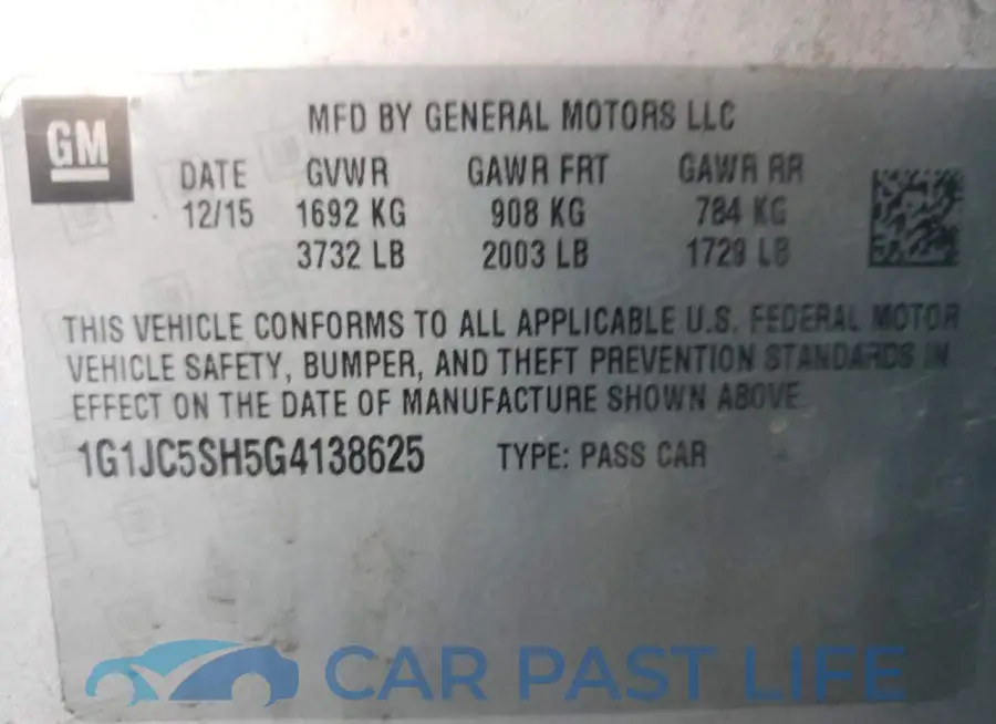 1G1JC5SH5G4138625# 10
