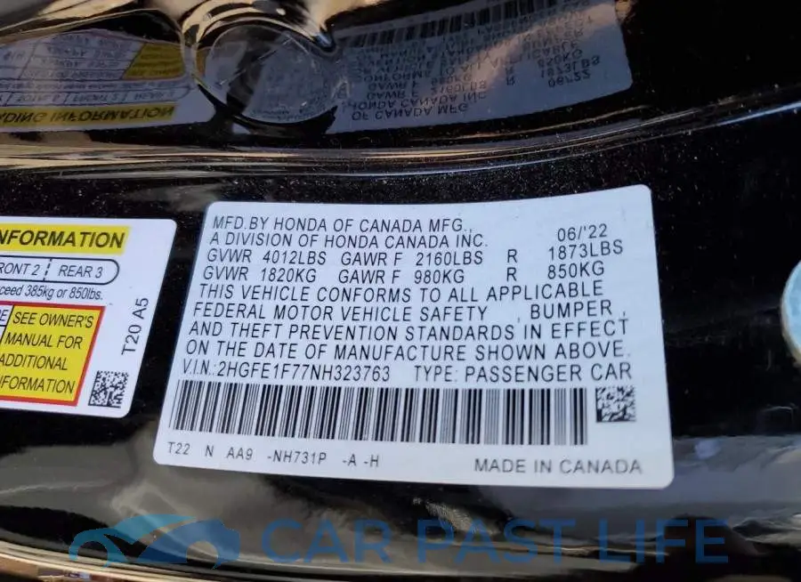 2HGFE1F77NH323763# 10
