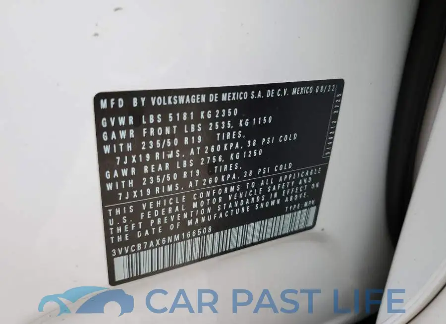 3VVCB7AX6NM166508# 10