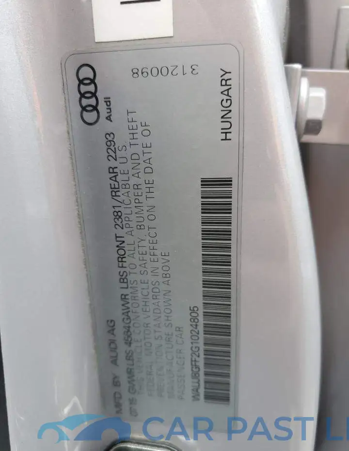 WAUJ8GFF2G1024805# 12