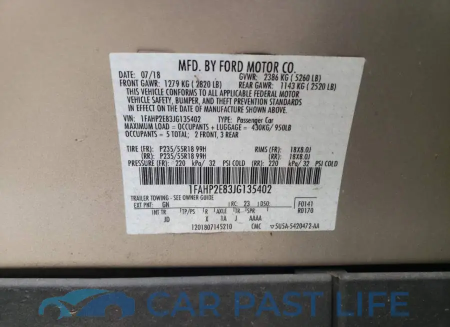 1FAHP2E83JG135402# 10