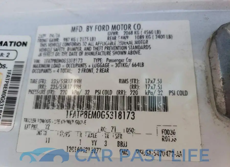 1FATP8EM0G5318173# 10