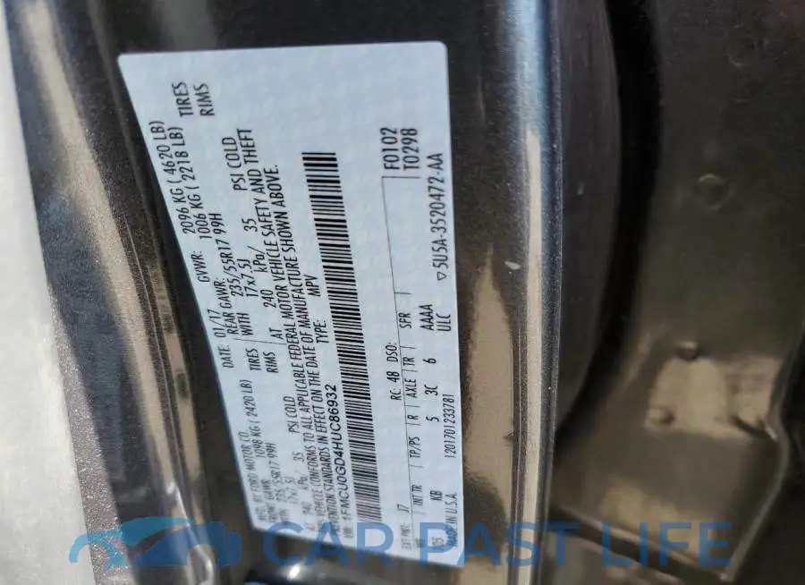 1FMCU0GD4HUC86932# 10