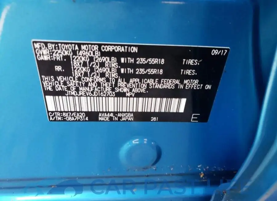 JTMDJREV6JD162703# 10