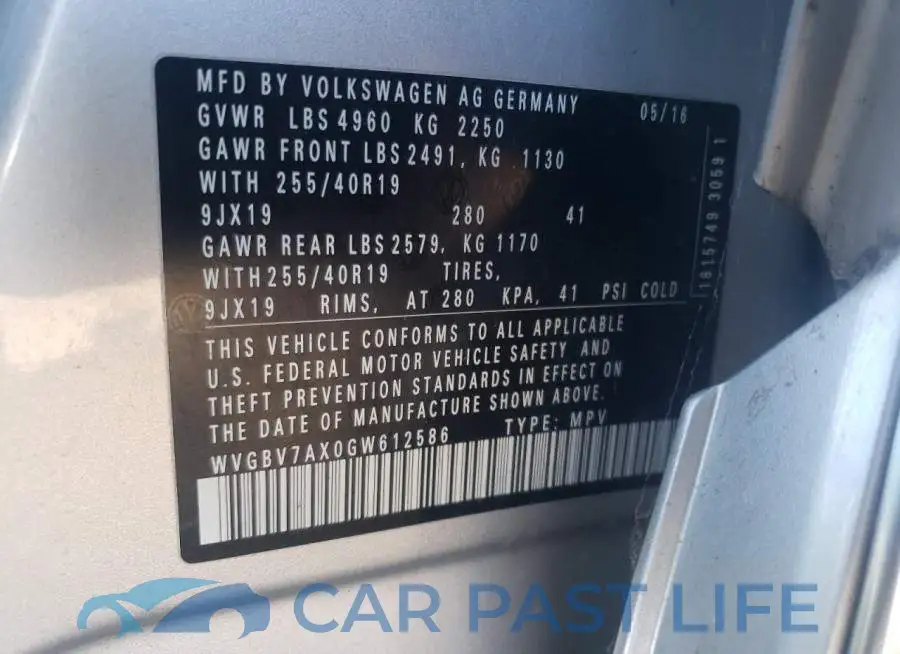WVGBV7AX0GW612586# 13