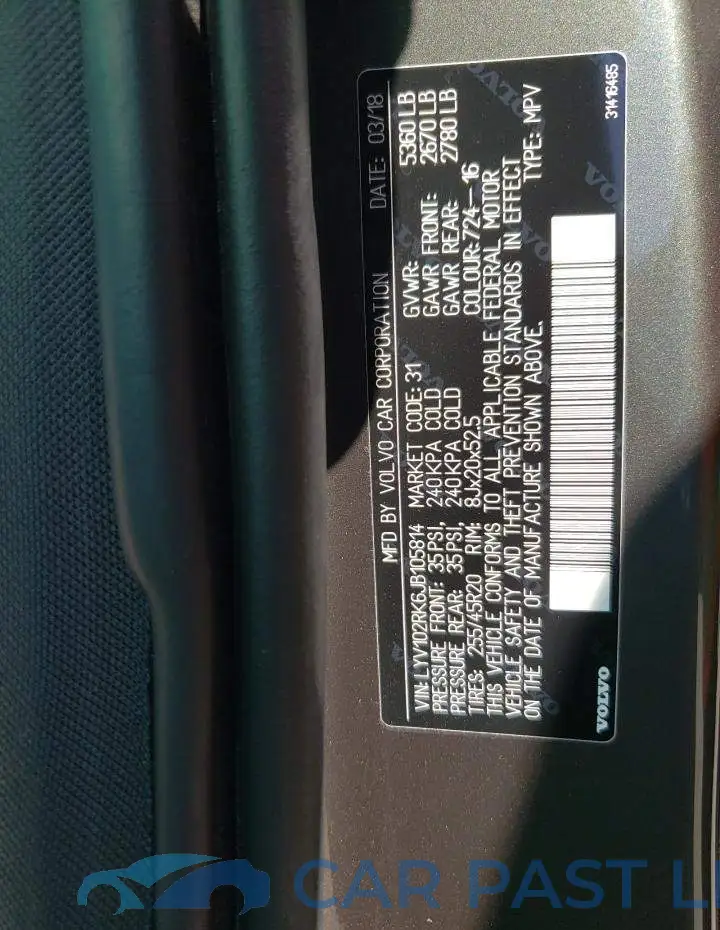LYV102RK6JB105814# 10