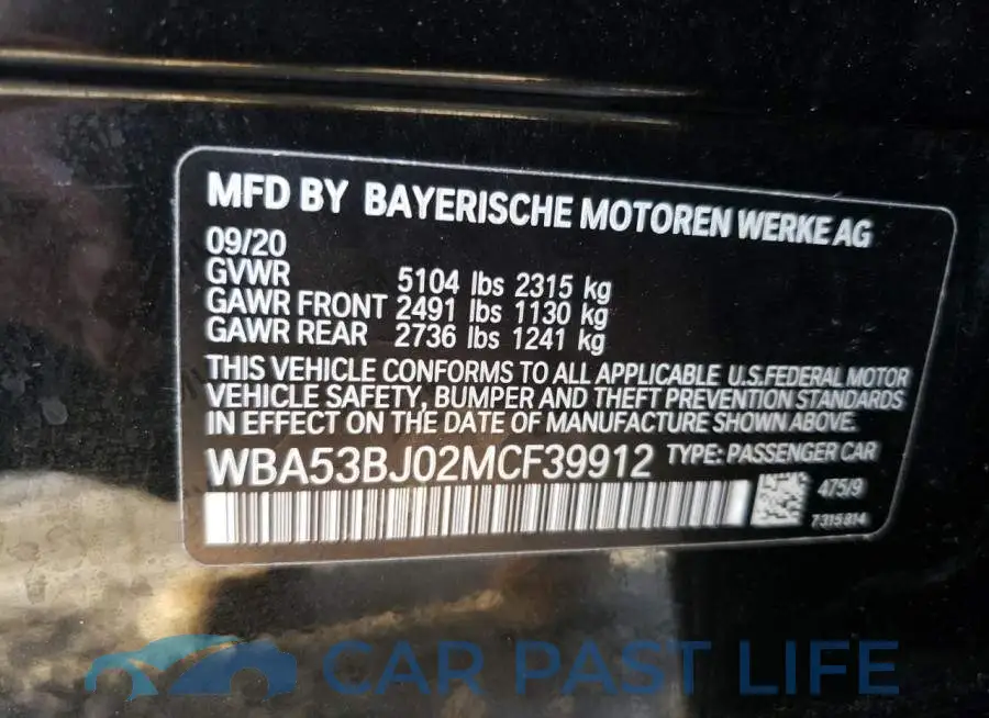 WBA53BJ02MCF39912# 12