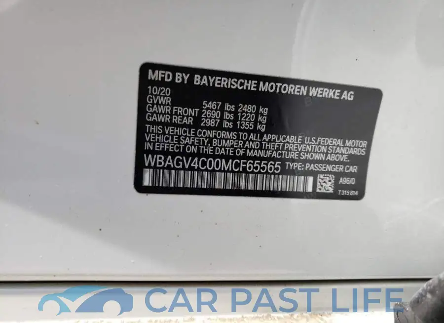WBAGV4C00MCF65565# 10
