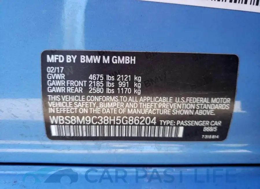 WBS8M9C38H5G86204# 10