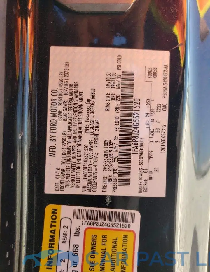 1FA6P8JZ4G5521520# 10