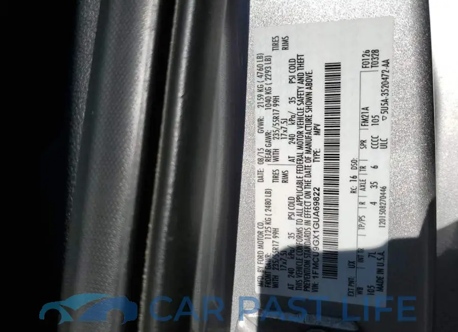 1FMCU9GX1GUA69822# 13