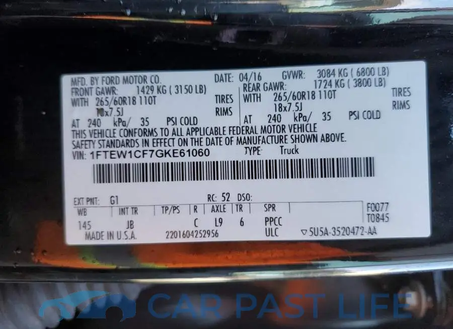 1FTEW1CF7GKE61060# 12