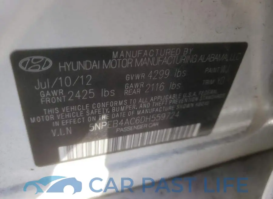 5NPEB4AC6DH559724# 10