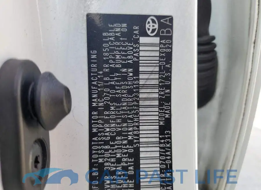 5YFBPRHE5FP231161# 10