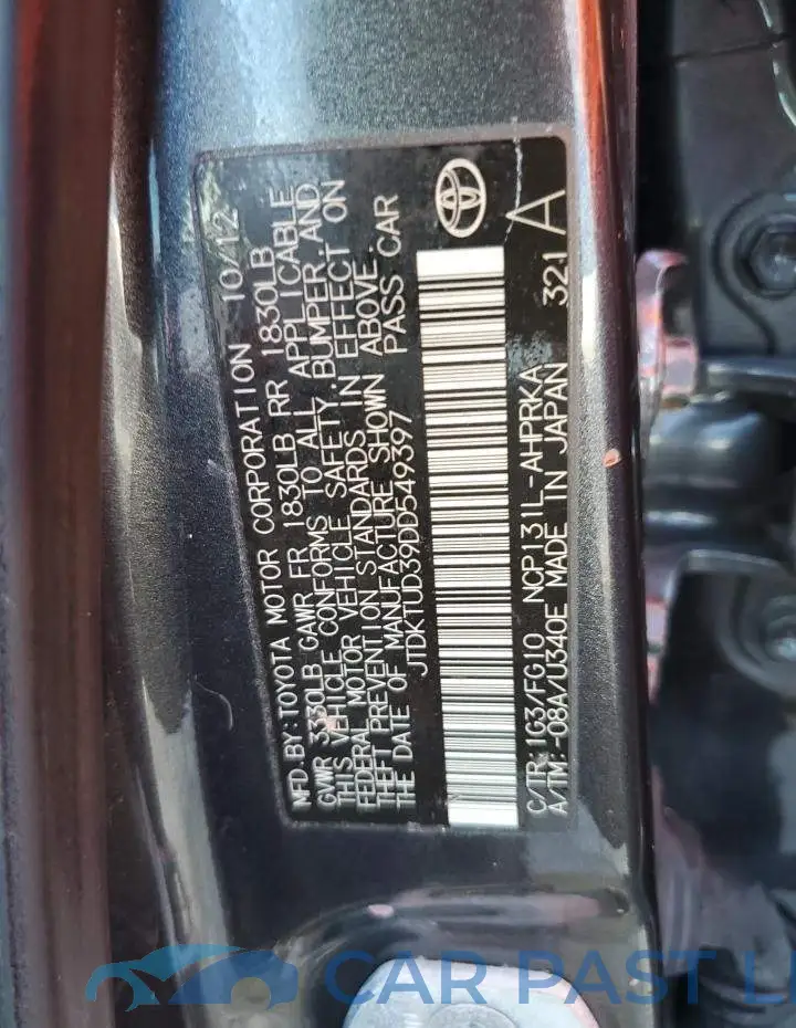 JTDKTUD39DD549397# 10