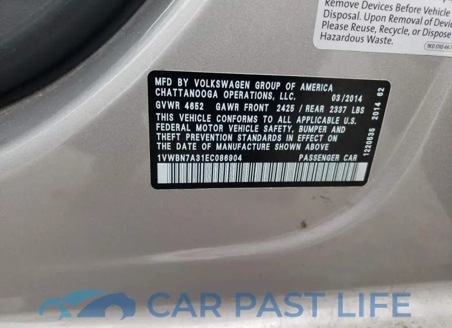 1VWBN7A31EC086904# 10