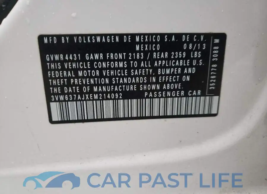 3VW637AJXEM214092# 10