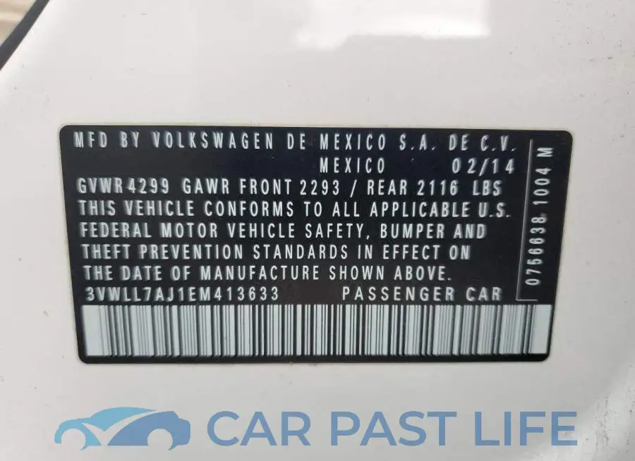 3VWLL7AJ1EM413633# 10