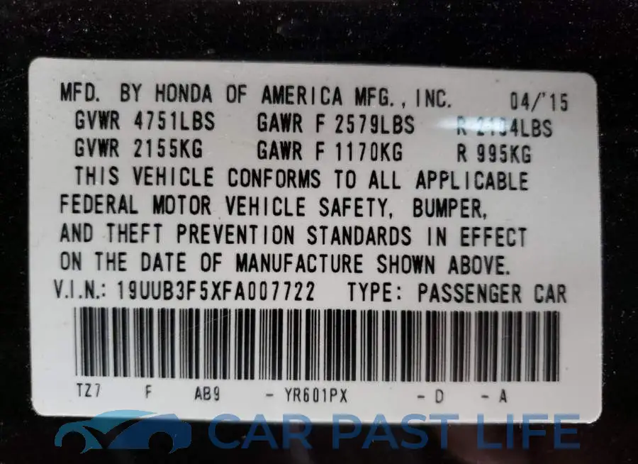 19UUB3F5XFA007722# 13