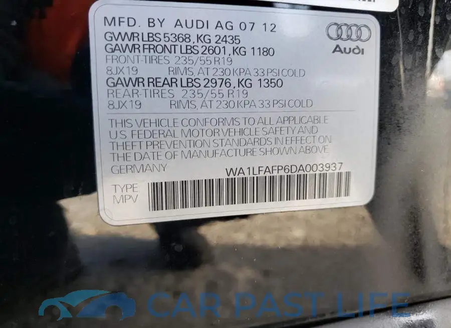 WA1LFAFP6DA003937# 10