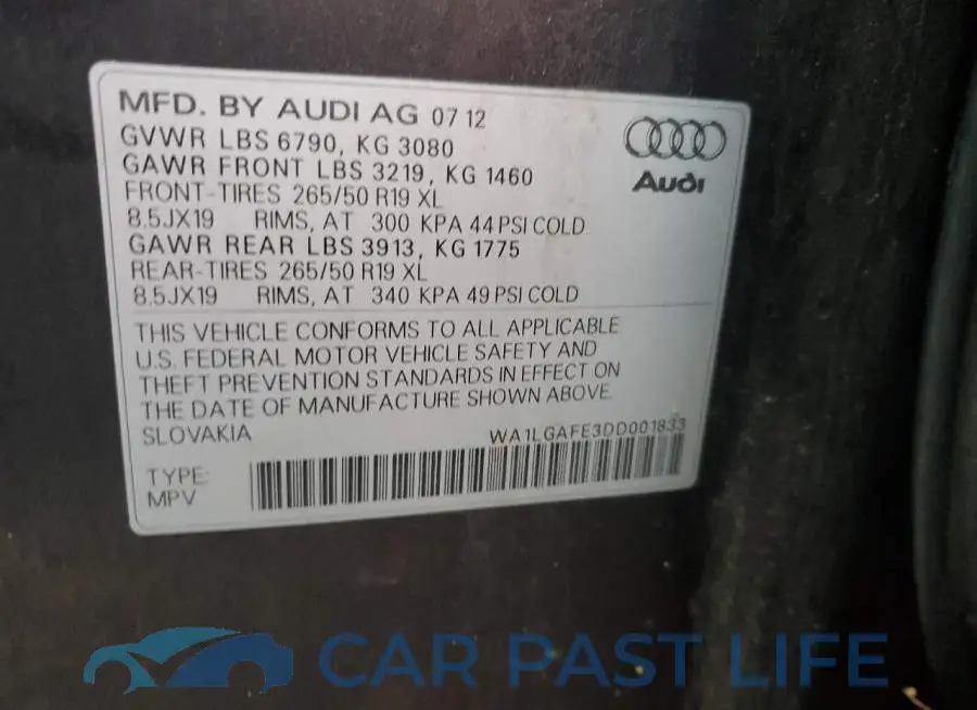 WA1LGAFE3DD001833# 13