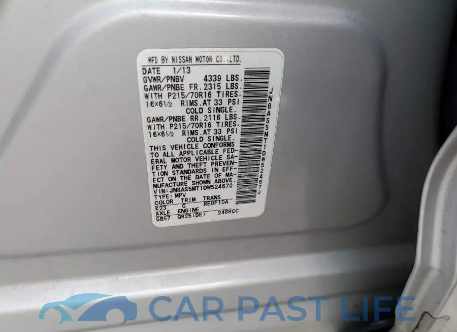 JN8AS5MT1DW524670# 10