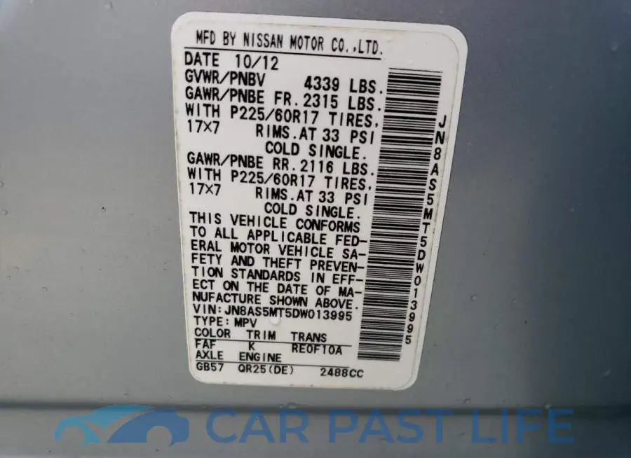 JN8AS5MT5DW013995# 10