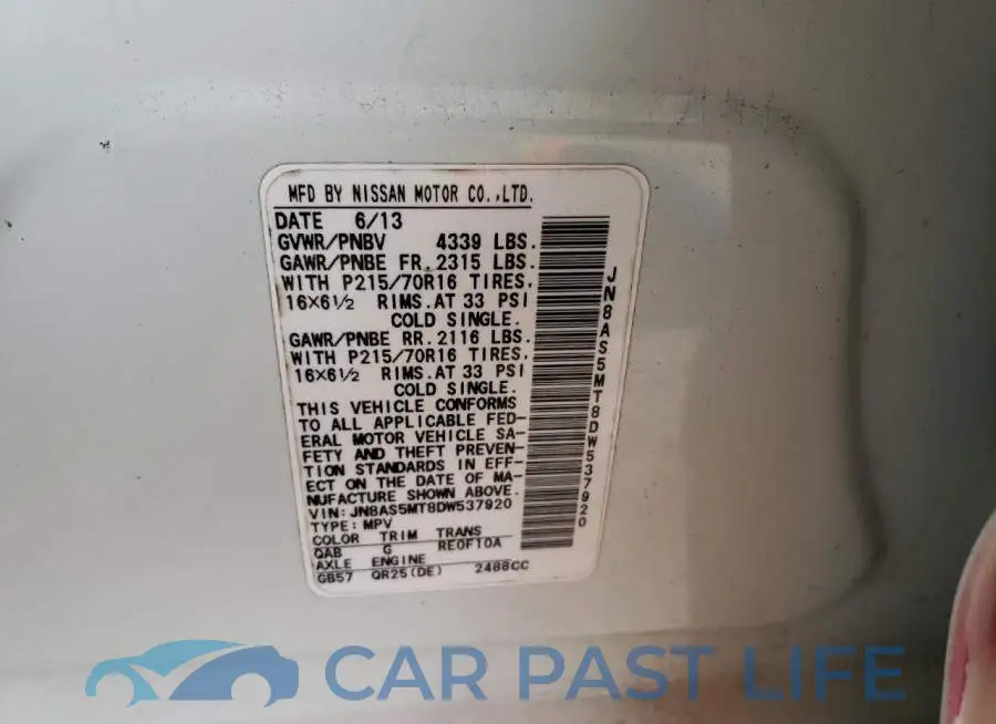 JN8AS5MT8DW537920# 13