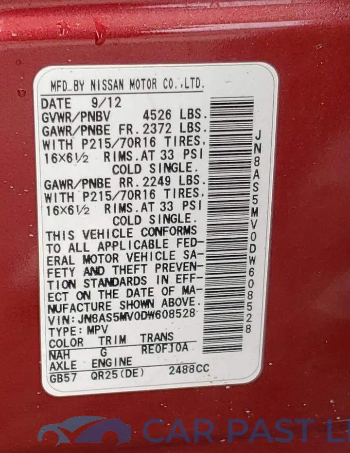 JN8AS5MV0DW608528# 10