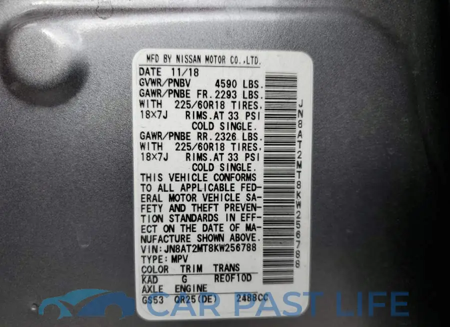 JN8AT2MT8KW256788# 12