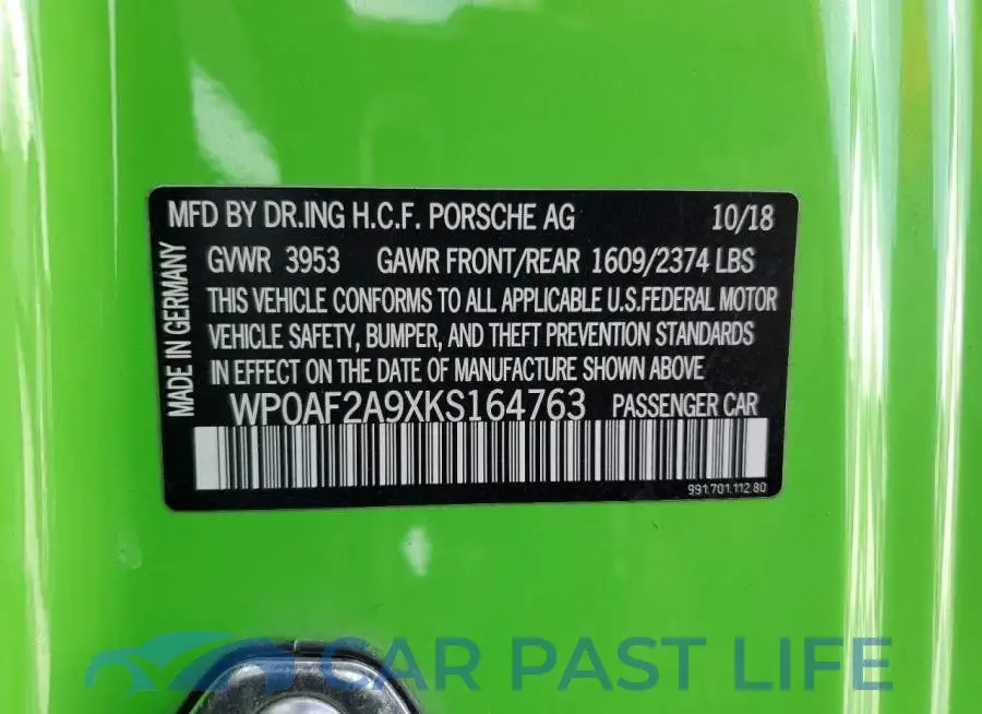WP0AF2A9XKS164763# 12
