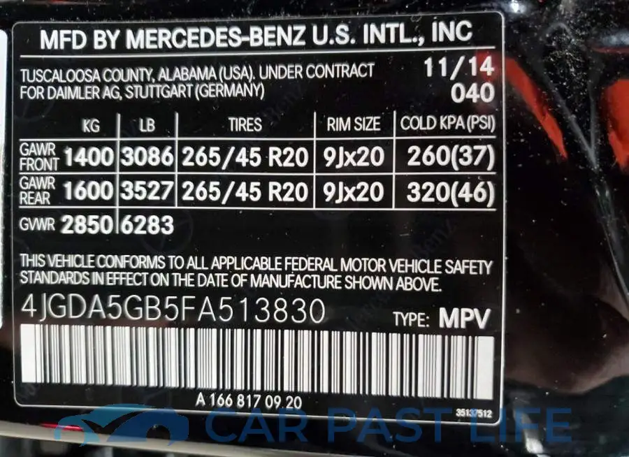 4JGDA5GB5FA513830# 12