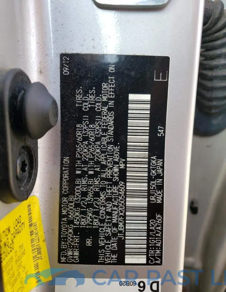 JTJBM7FX2D5054609# 10